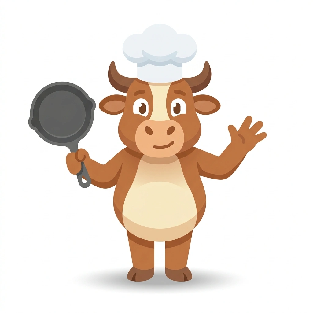 Sammy the Steer, the guide who teaches the How to Cook Steak course