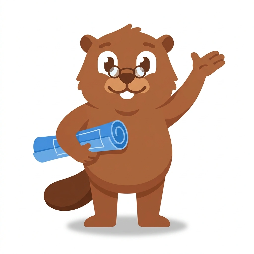 Archie the Beaver, the guide who teaches the Architecture: How Buildings Shape Us course