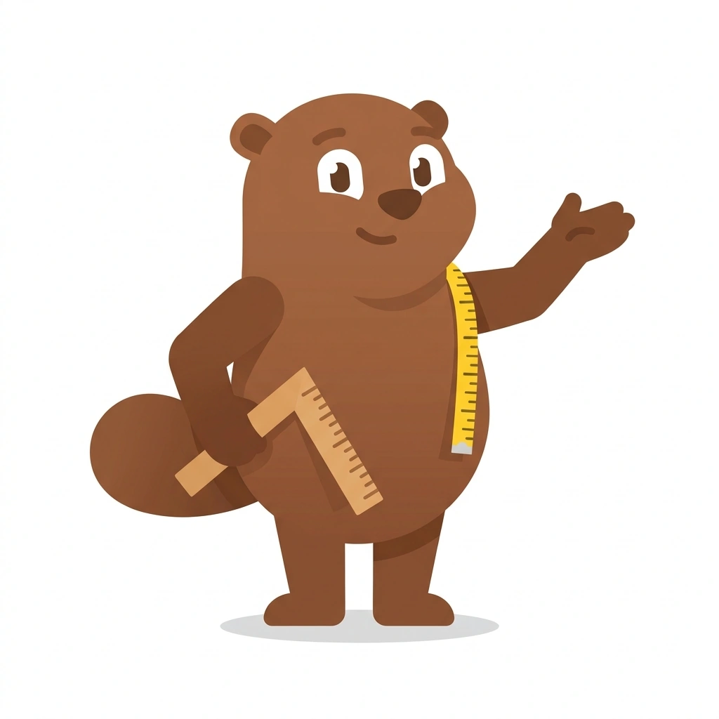 Bobbin the Beaver, the guide who teaches the Pattern Reading and Drafting course