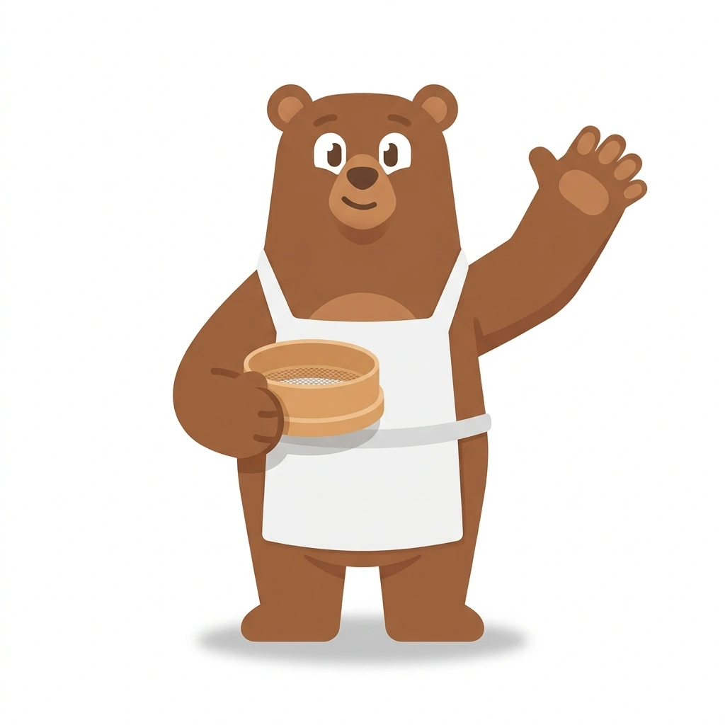 Barnaby the Baker Bear, the guide who teaches the Baking with Yeast: Control the Rise course