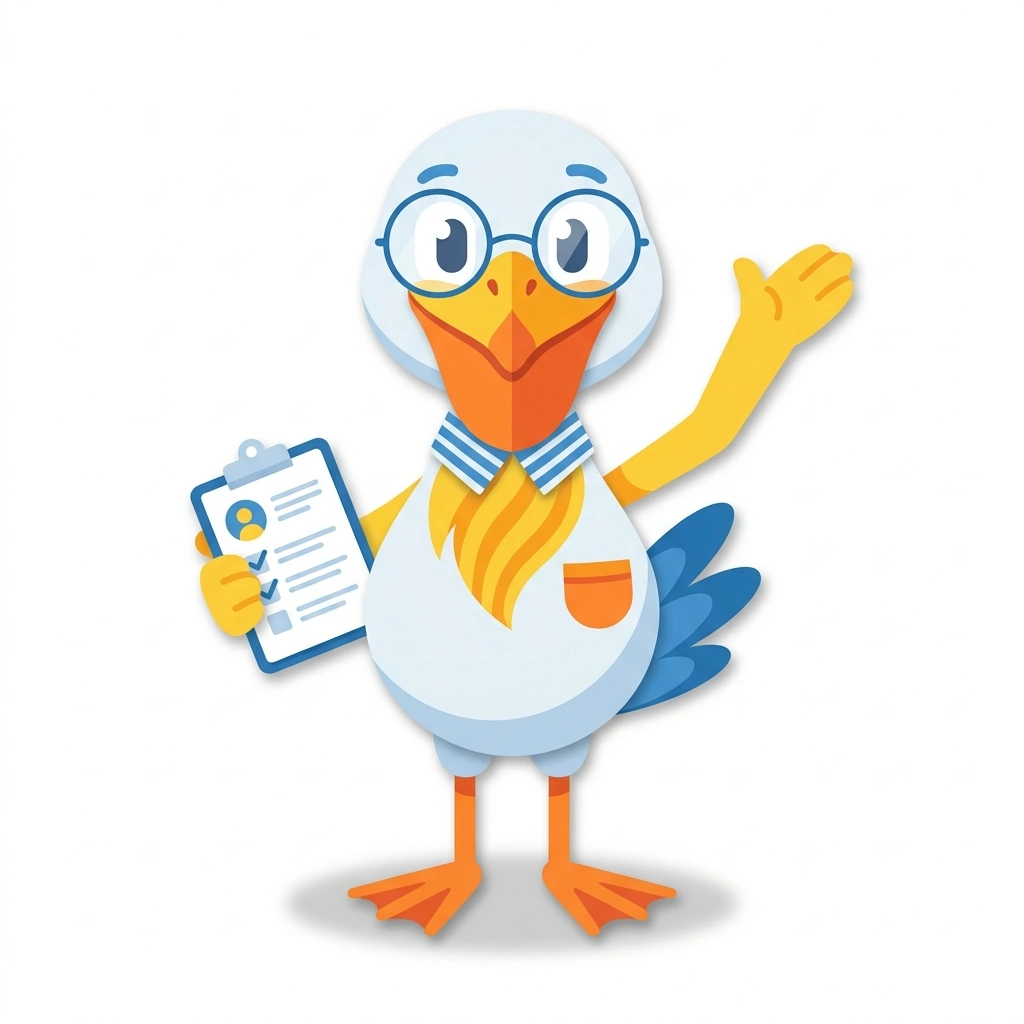 Percy the Pelican, the guide who teaches the The 80/20 Rule in Practice course