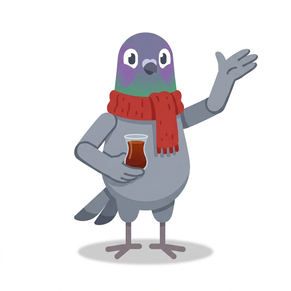 Pamuk the Pigeon, the guide who teaches the Everyday Spoken Turkish course