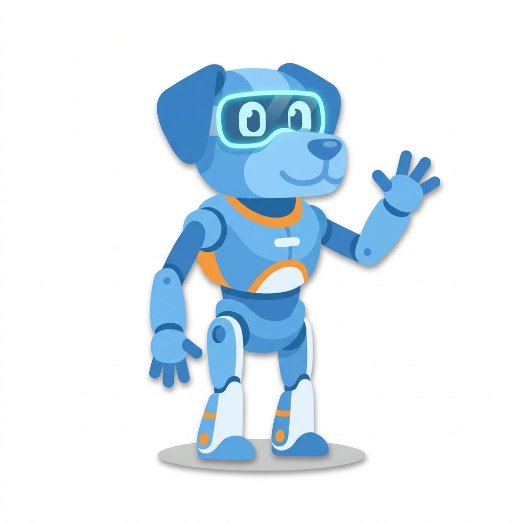 Cy the Cyber-Hound, the guide who teaches the Defensive Cybersecurity course