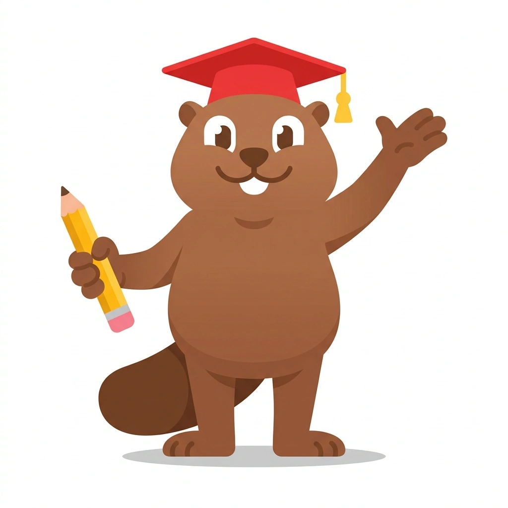 Barnaby the Beaver, the guide who teaches the CELPIP-G Test Strategies course