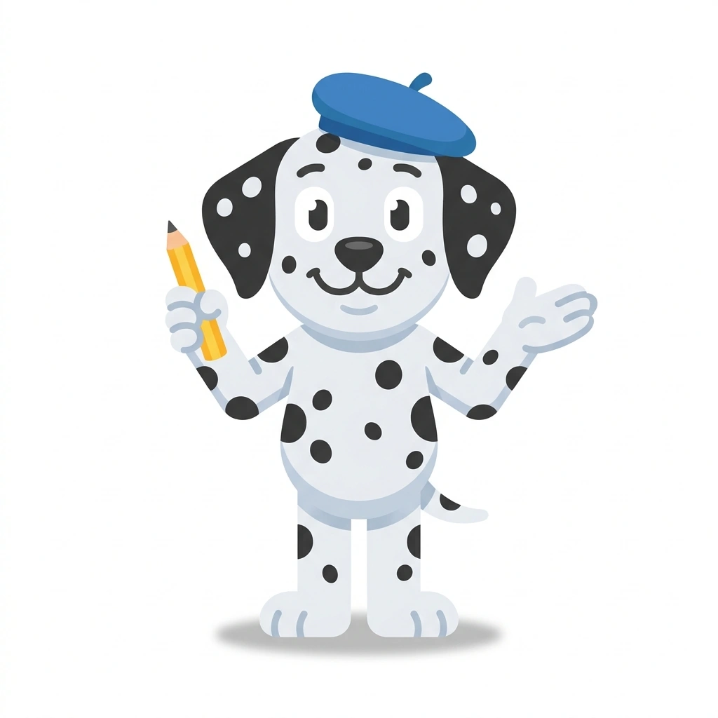 Doodle the Dalmatian, the guide who teaches the How to Draw What You See course