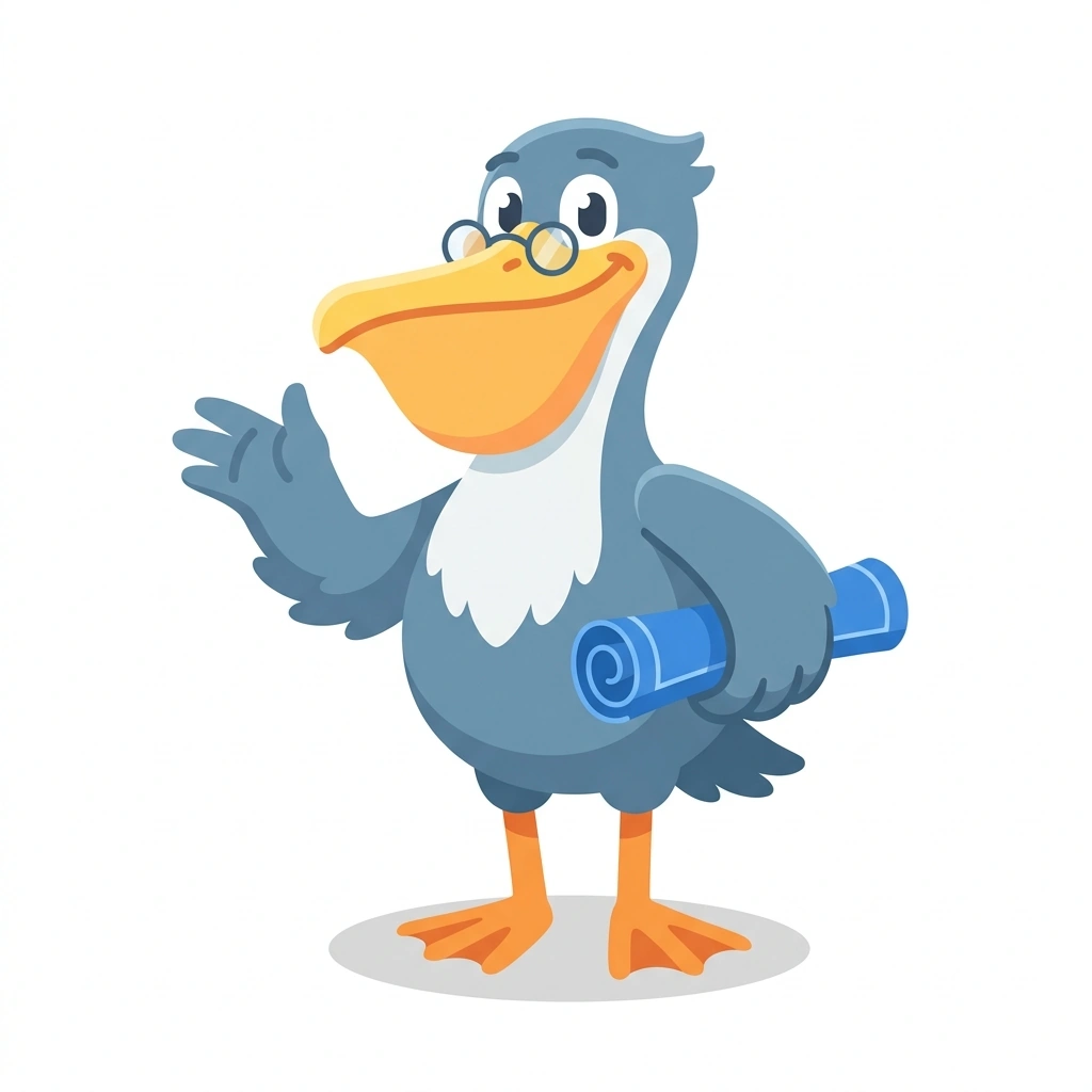 Pippa the Pelican, the guide who teaches the Product Strategy: Deciding What to Build course