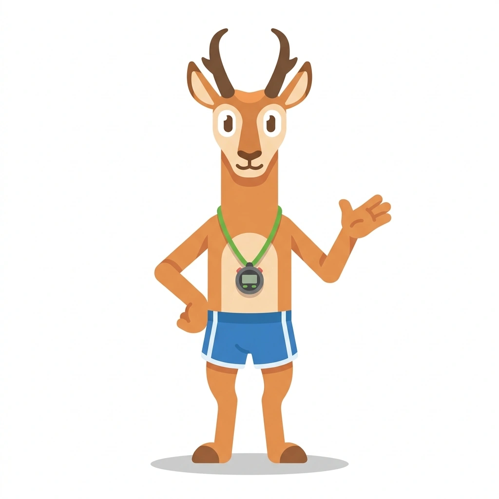 Pacer the Pronghorn, the guide who teaches the Training for Your Fastest Mile course