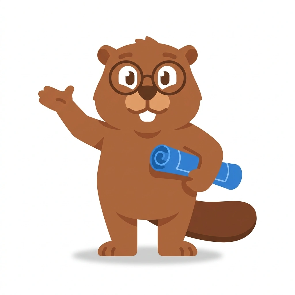 Barnaby the Beaver, the guide who teaches the How to Read Buildings course