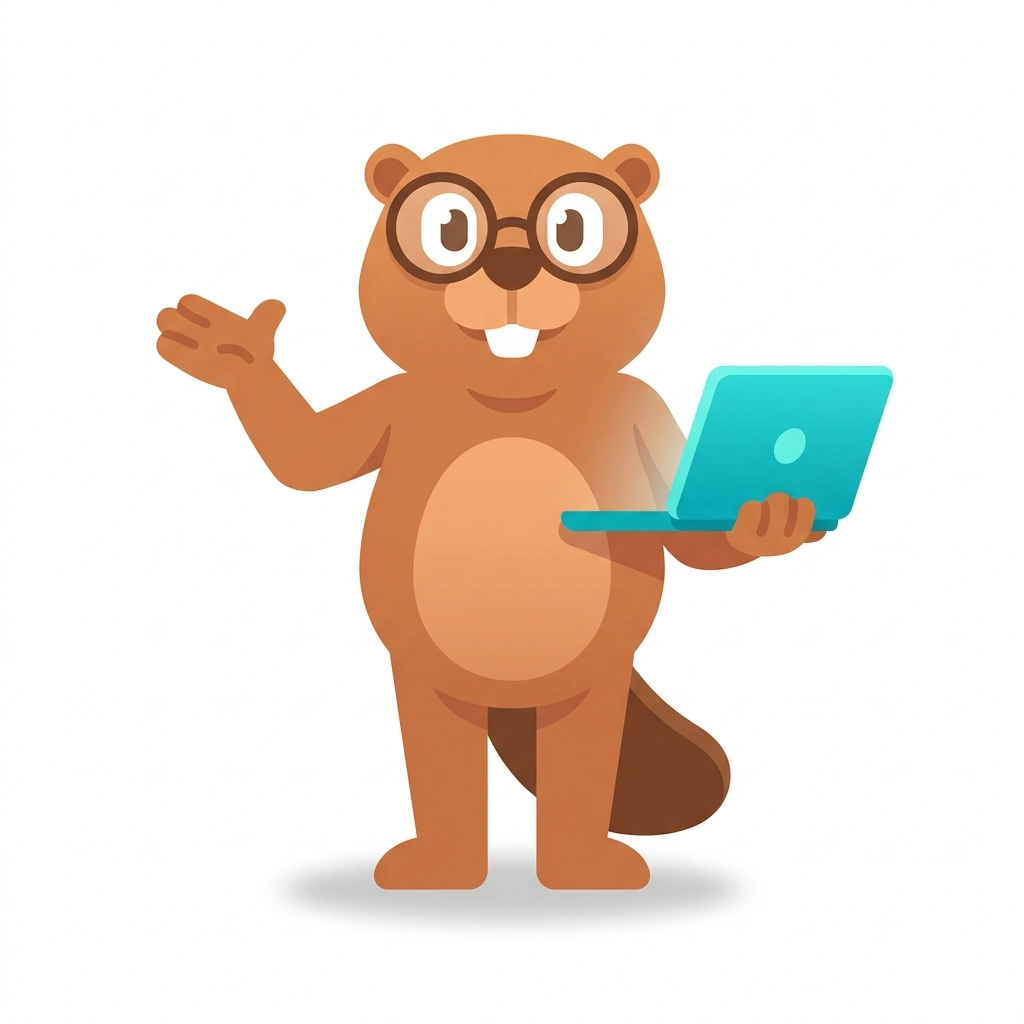 Byte the Beaver, the guide who teaches the Thinking in Code course