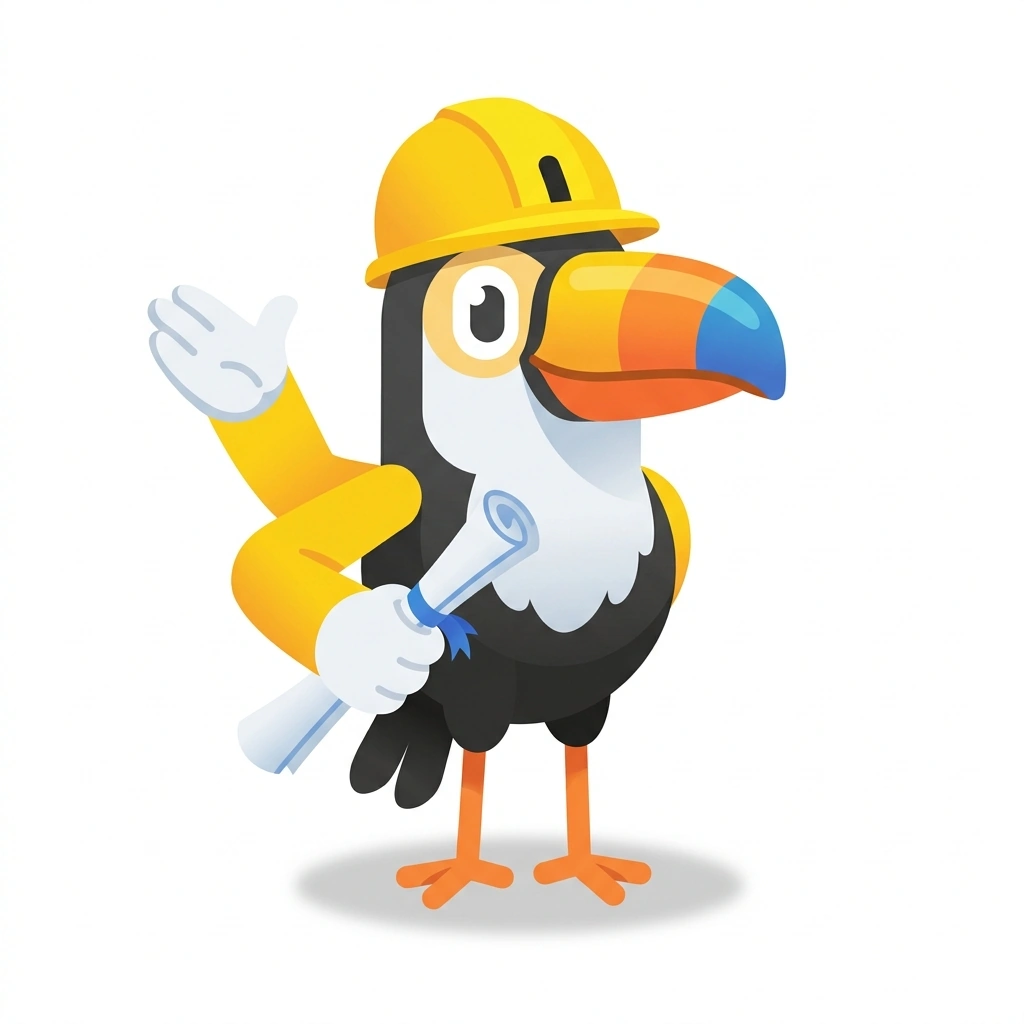 Toby the Toucan, the guide who teaches the How Towers Stand course