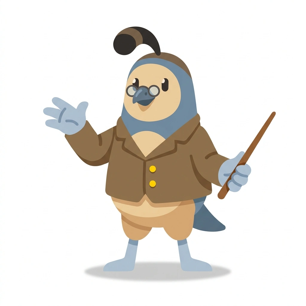 Quincy the Quantum Quail, the guide who teaches the Working with Quantum States course