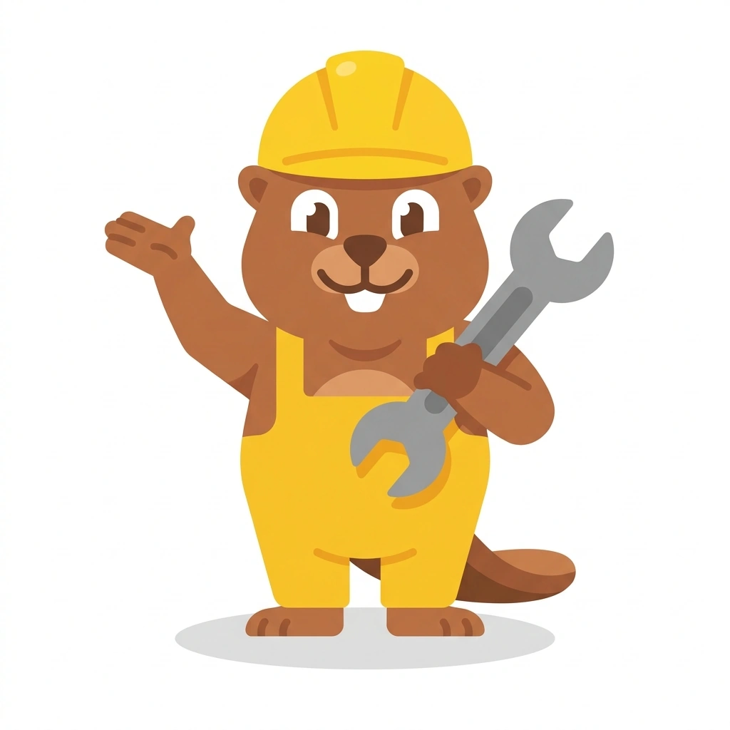 Barnaby the Beaver, the guide who teaches the Practical Home and Vehicle Maintenance course