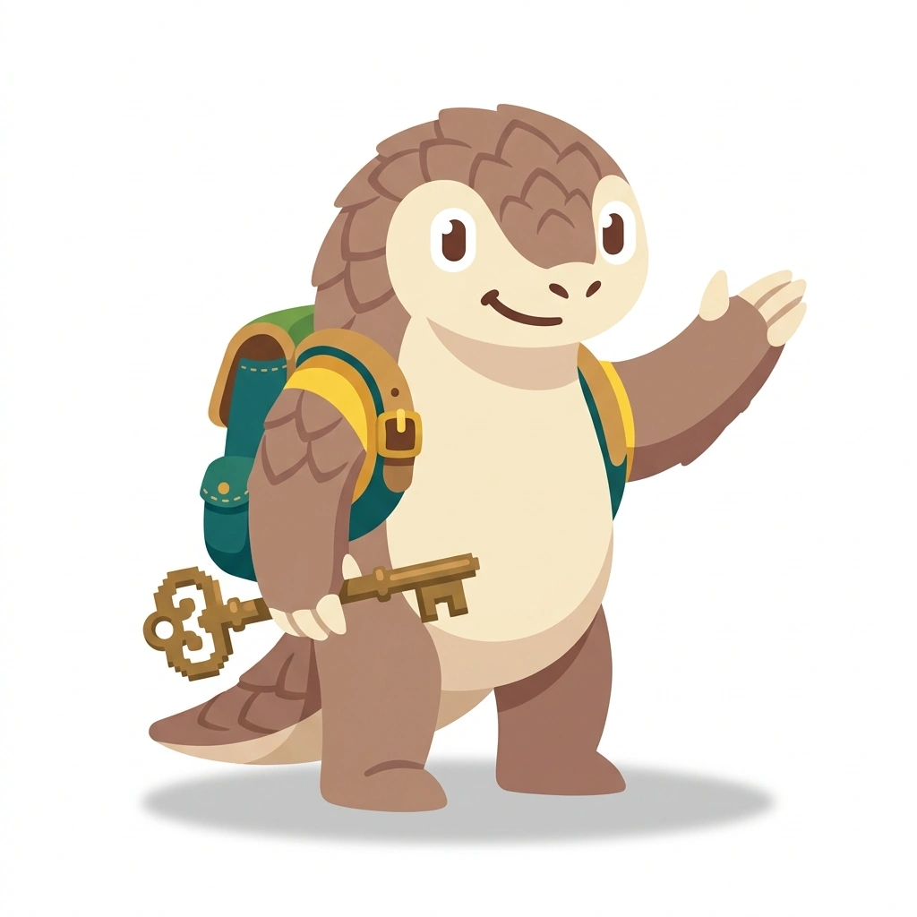 Pixel the Pangolin, the guide who teaches the Designing 2D Platformers and Metroidvanias course