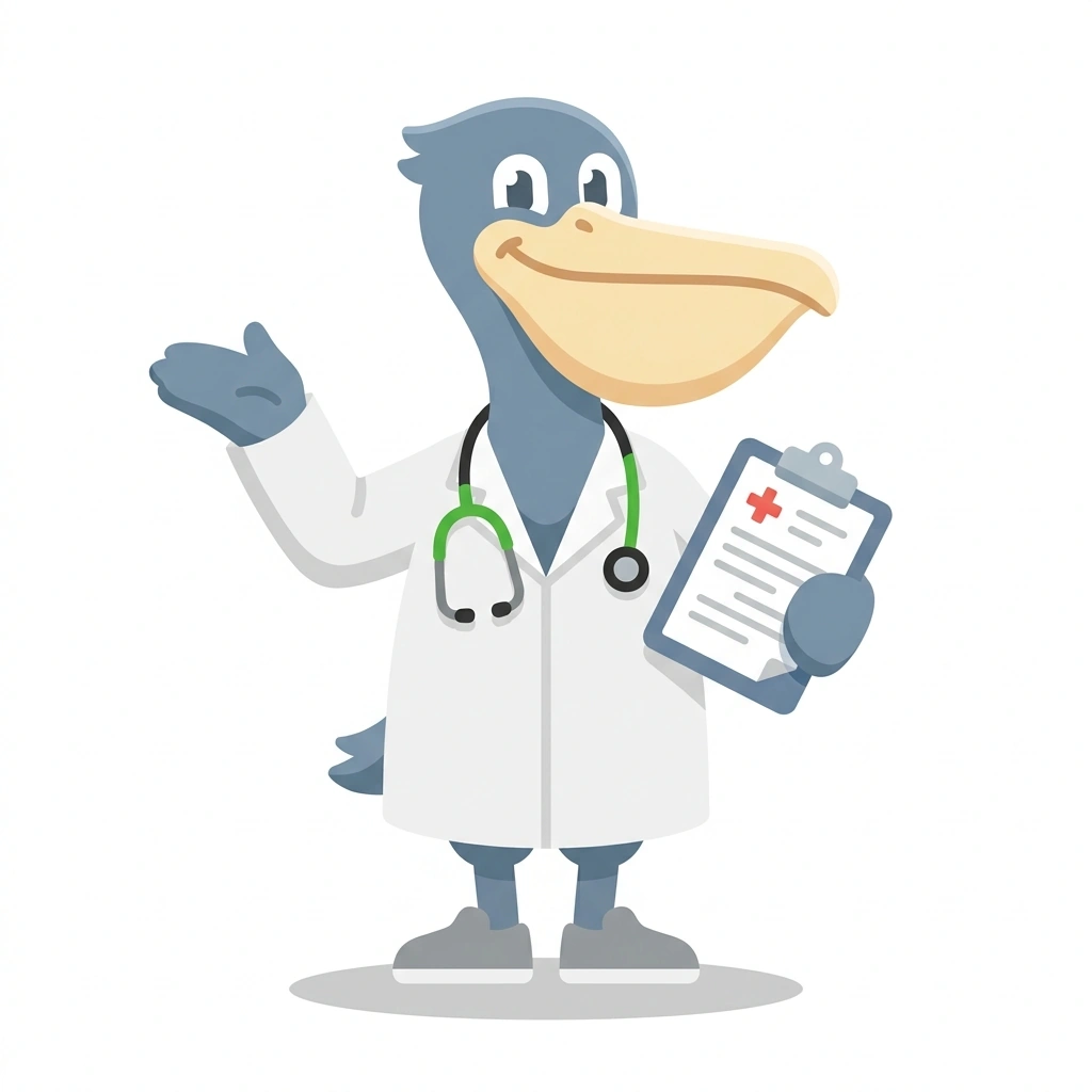 Pip the Pelican, the guide who teaches the Clinical Pharmacy in Practice course