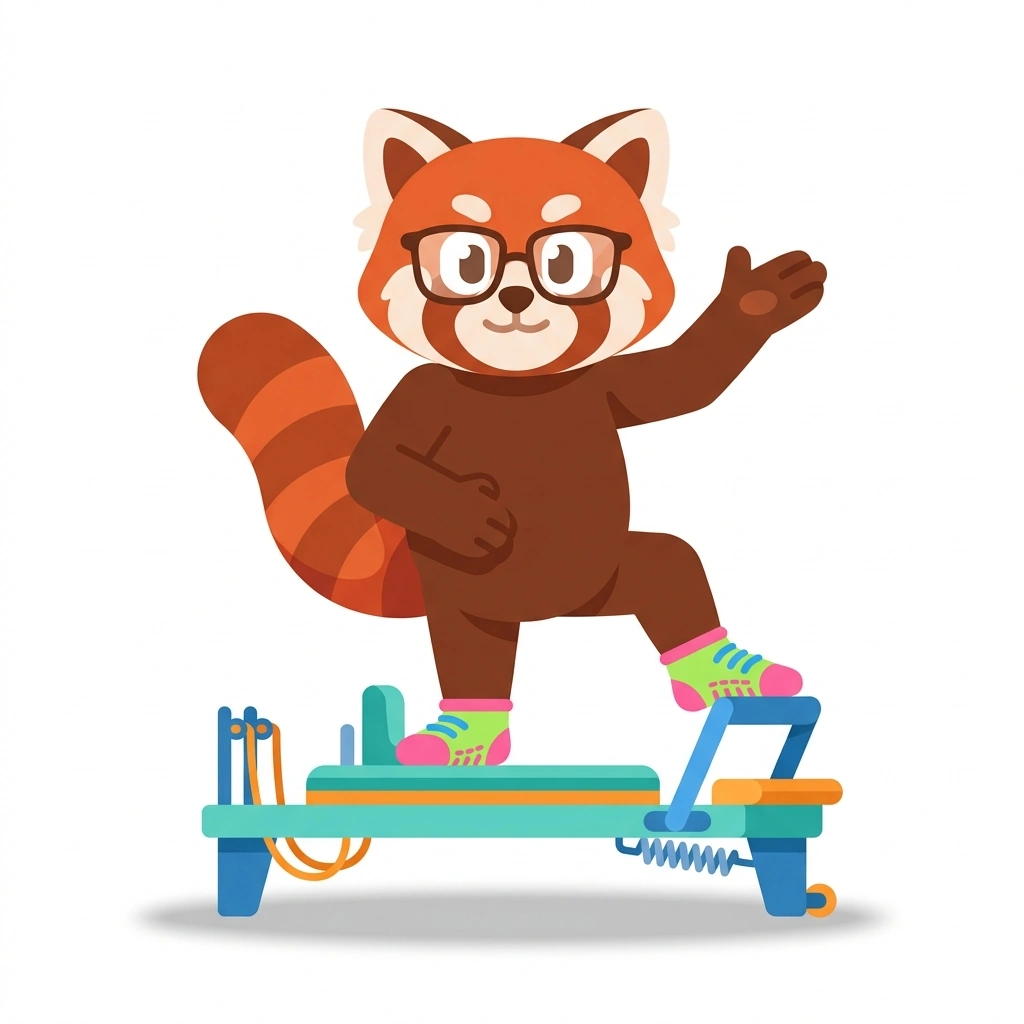 Remi the Red Panda, the guide who teaches the Reformer Pilates: Movement and Machine course