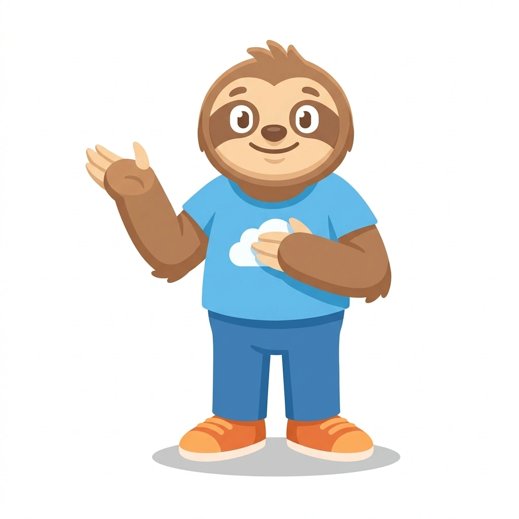 Sammy the Sloth, the guide who teaches the Somatic Experiencing in Practice course