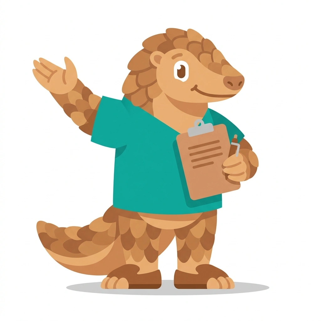 Pippa the Pangolin, the guide who teaches the Science for TEAS and HESI course