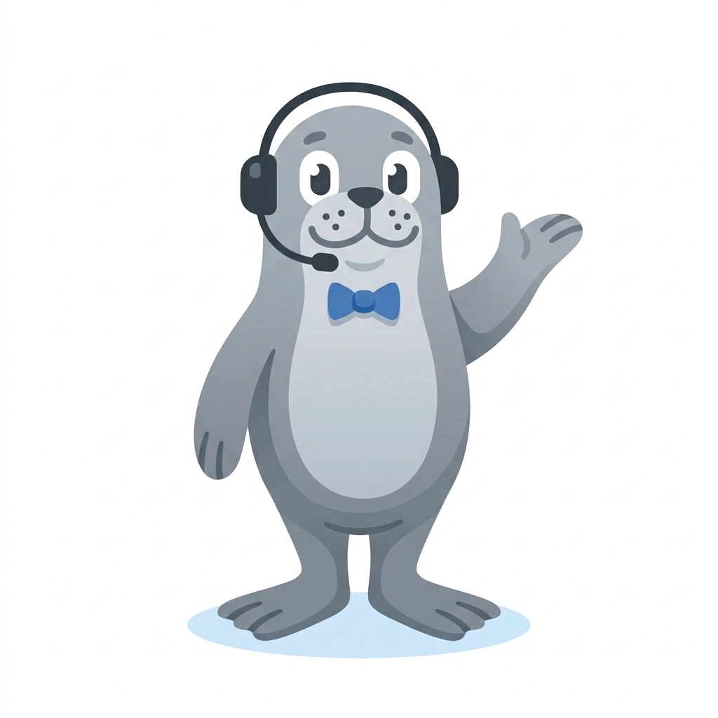Sammy the Sales-Seal, the guide who teaches the Sales and Marketing for Everyone course