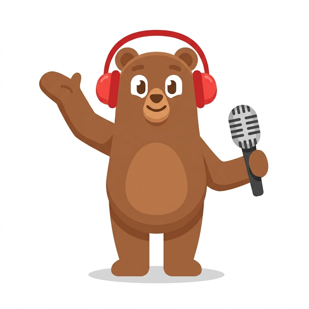 Barnaby the Bear, the guide who teaches the Beatboxing: The Human Drum Kit course