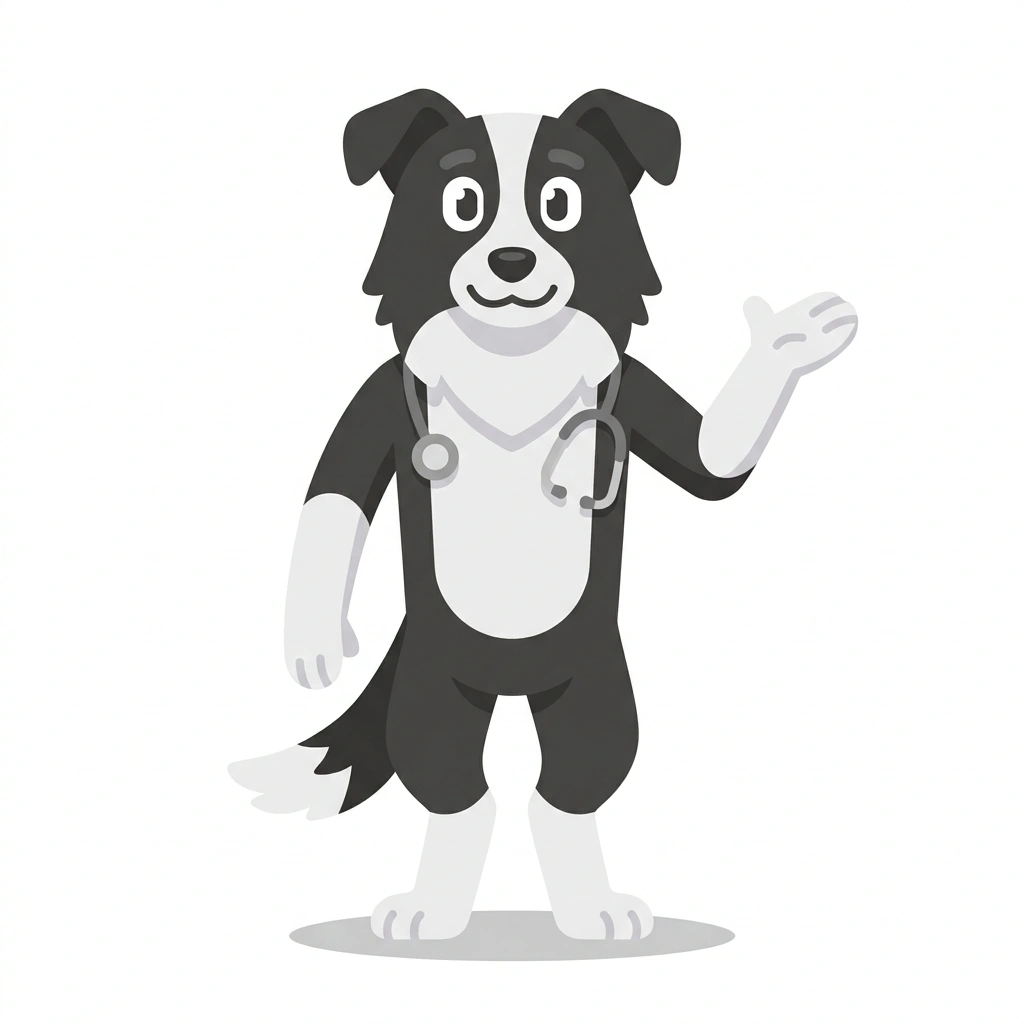 Callie the Collie, the guide who teaches the Integrated Clinical Assessment course