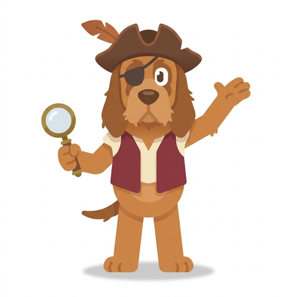 Barnaby the Bone-Hound, the guide who teaches the Forensic History: Investigating Ancient Diseases course