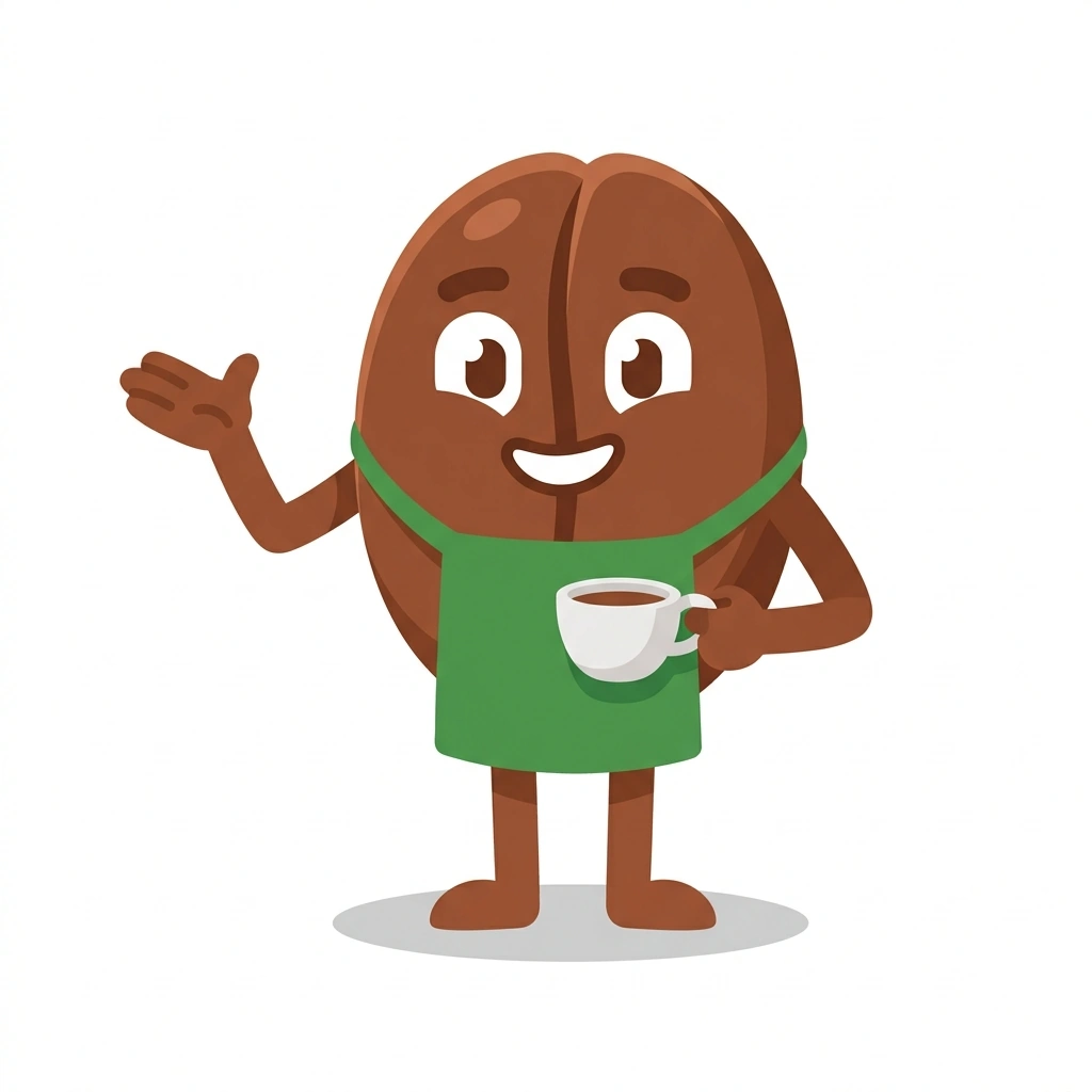 Bennie the Bean, the guide who teaches the The Coffee Shop Decoder course