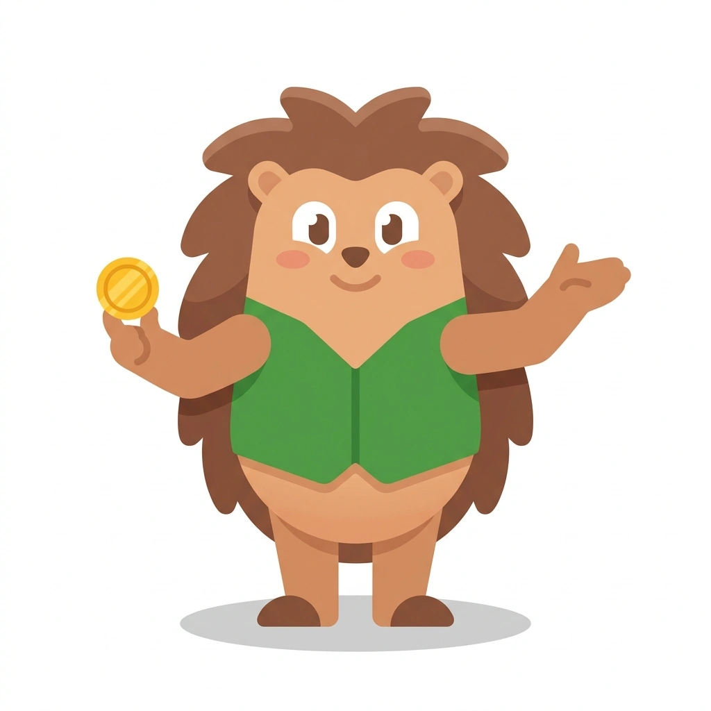Penny the Porcupine, the guide who teaches the Investing in Stocks course