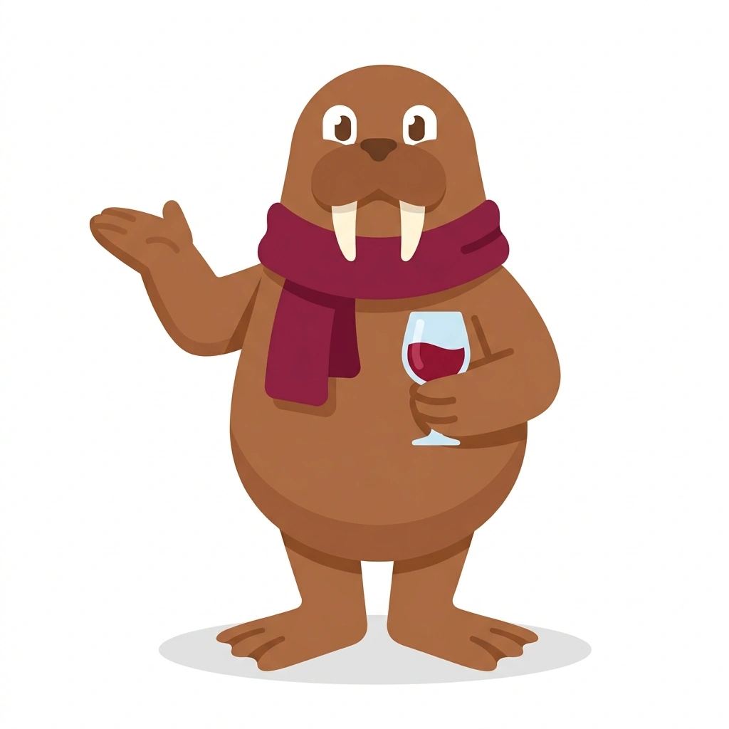 Winston the Walrus, the guide who teaches the Wine and Dating Men With Disabilities course