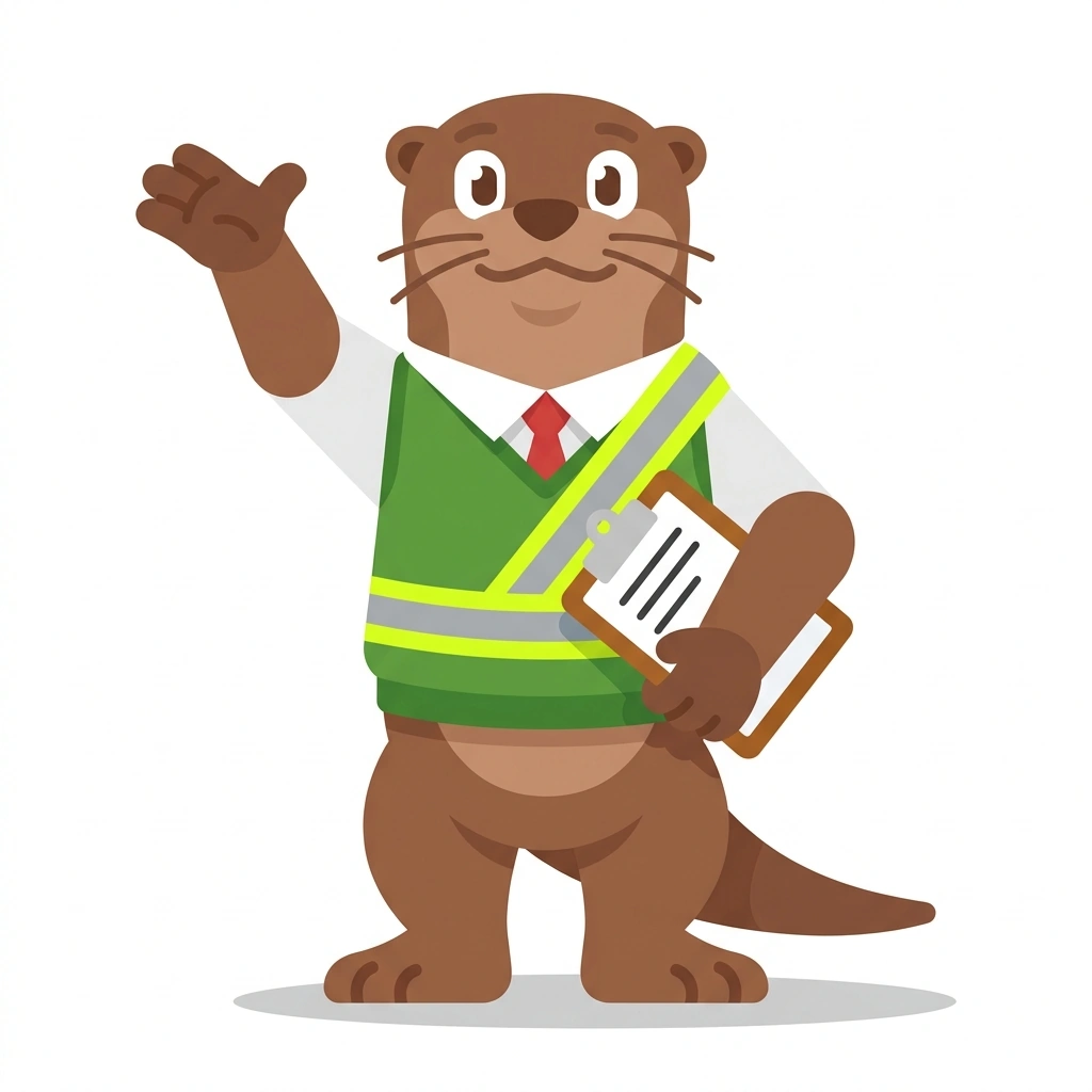 Otto the Otter, the guide who teaches the Questions on the Driving Test course
