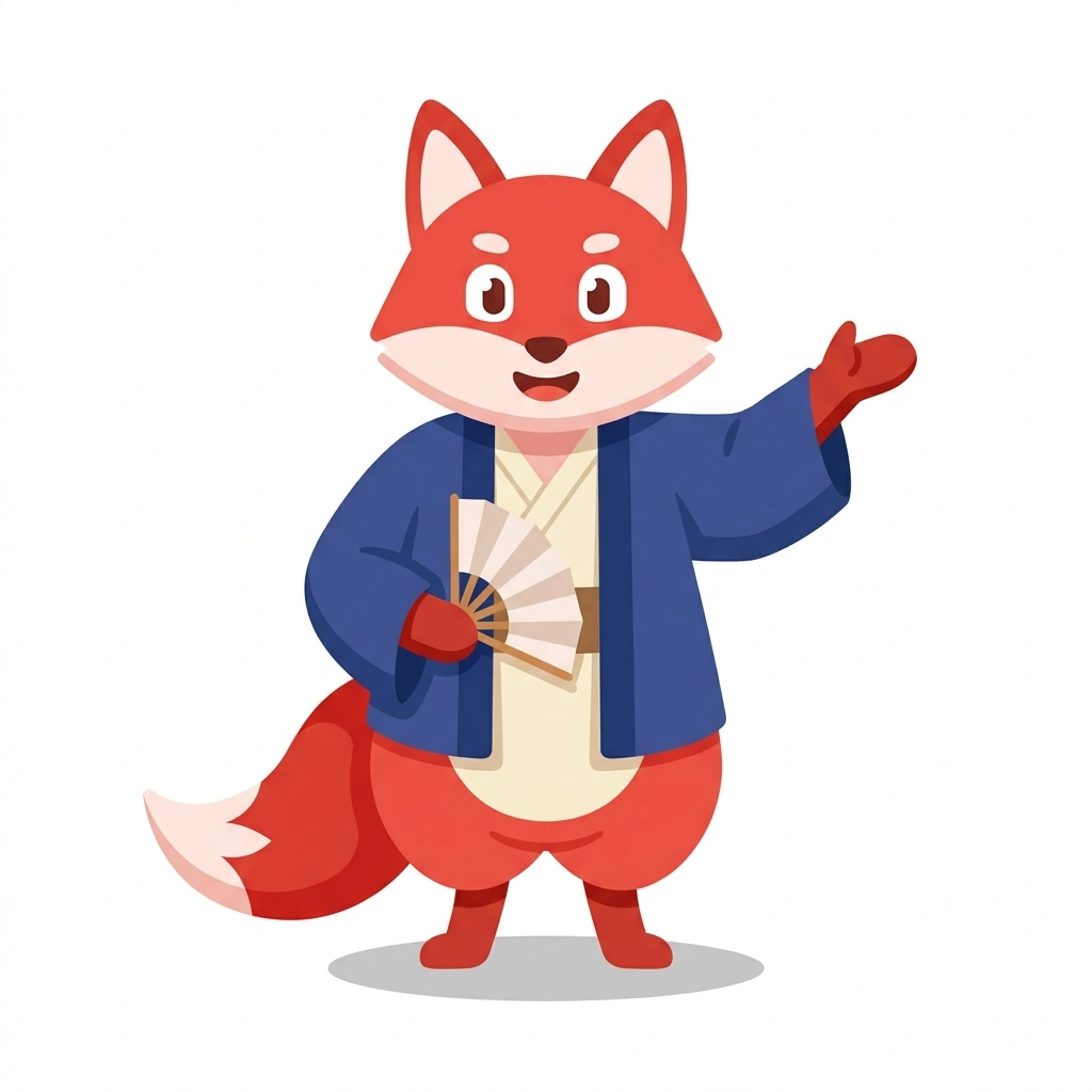 Kiko the Kitsune, the guide who teaches the Natural Japanese Beyond the Basics course