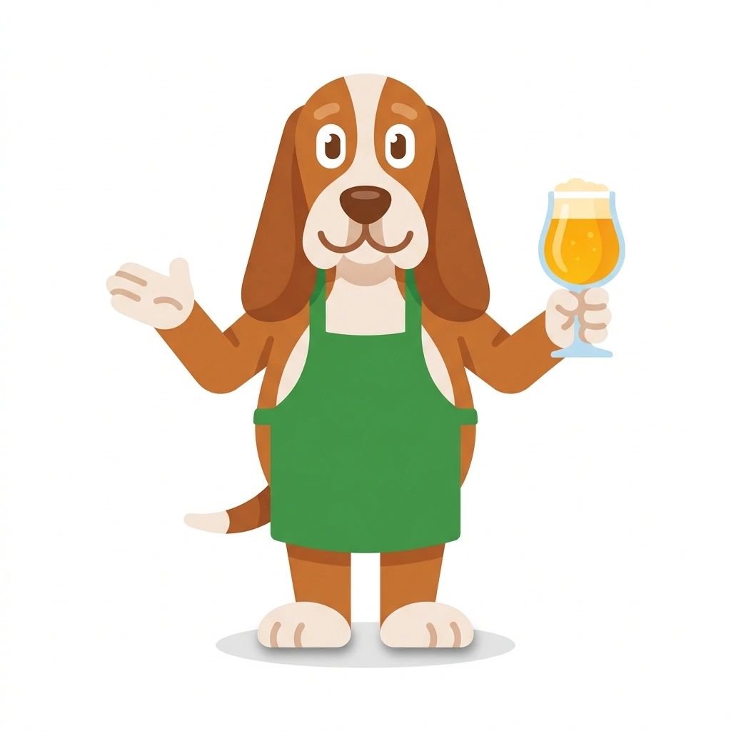 Hoppy the Hound, the guide who teaches the The Modern IPA course