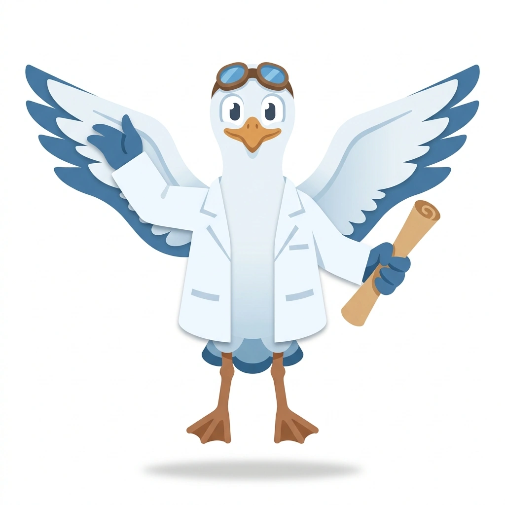 Aero the Albatross, the guide who teaches the Atmospheric Fluid Dynamics course