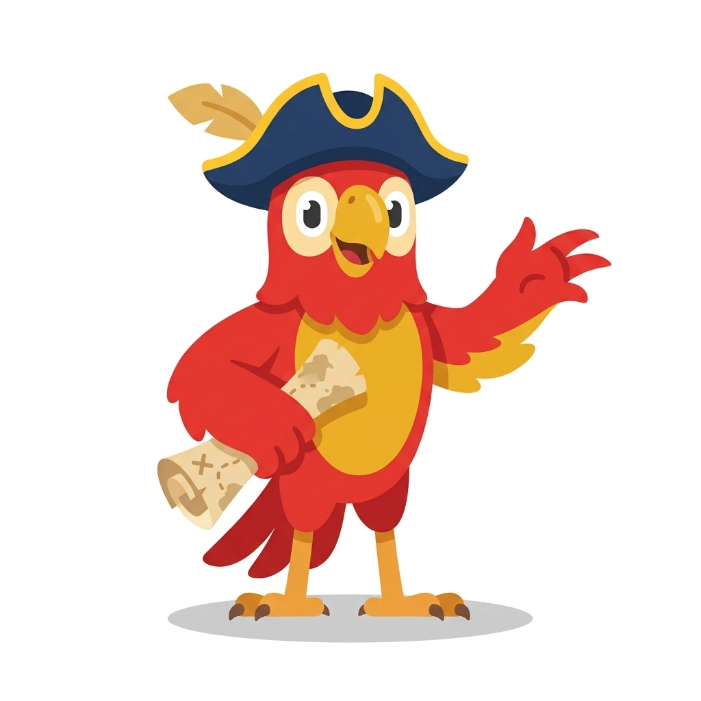 Piotr the Parrot, the guide who teaches the Talking Like a Polish Pirate course