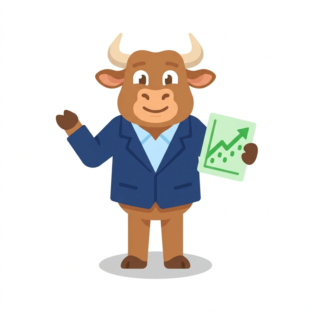 Barnaby the Bull, the guide who teaches the Short-Term Stock Trading course