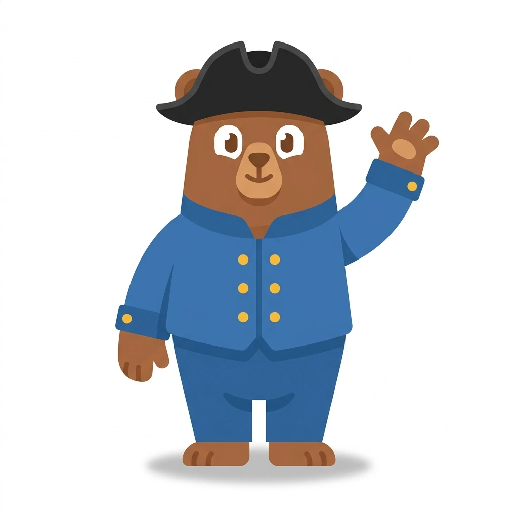Boney the Bicorn Bear, the guide who teaches the Napoleon: The Rise and Fall course