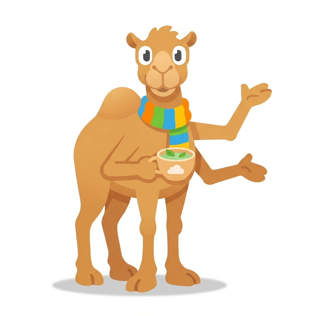 Kiki the Camel, the guide who teaches the Everyday Egyptian Arabic course