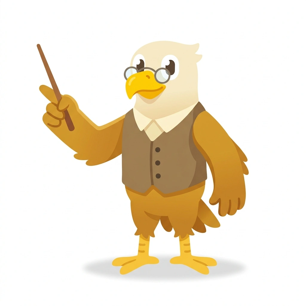 Excalibur the Eagle, the guide who teaches the Working with Excel Data course