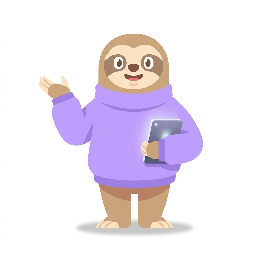 Spoonie the Sloth, the guide who teaches the Designing for the Spoonie Community course