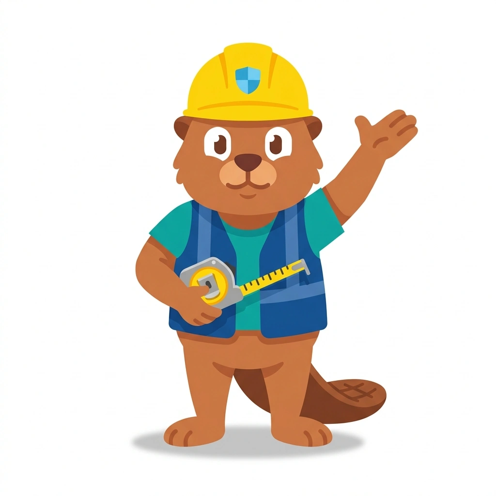 Barnaby the Beaver, the guide who teaches the Tape Measure Technique and Layout course