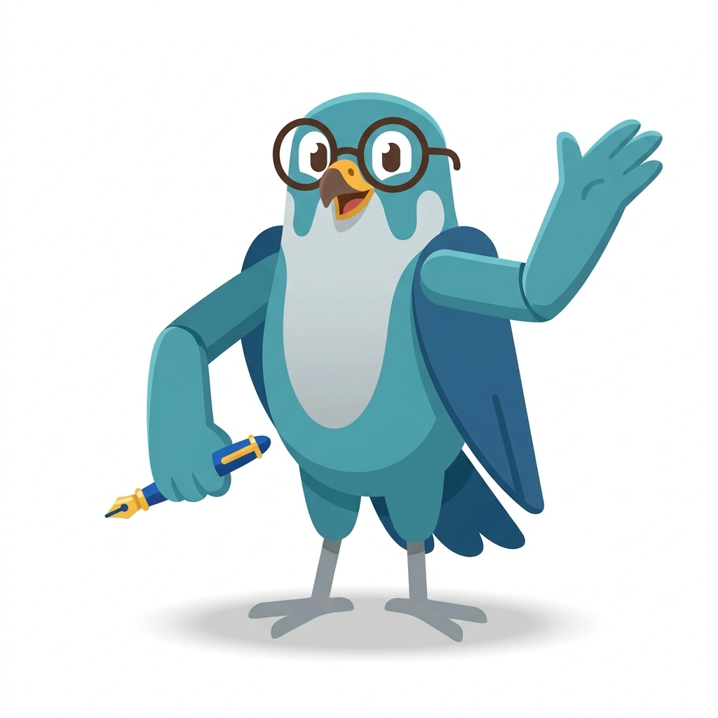 Fritz the Falcon, the guide who teaches the Formal German Correspondence course