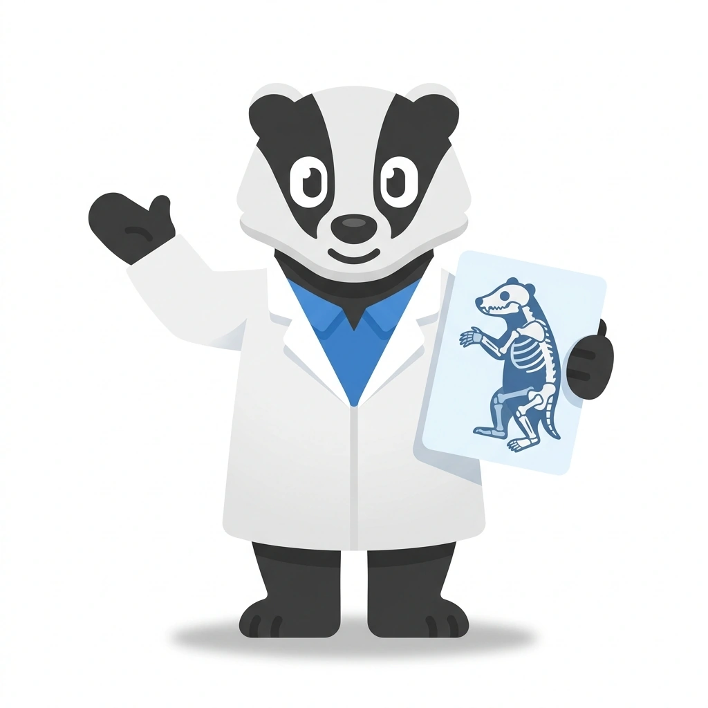 Barnaby the Badger, the guide who teaches the Bones of the Face and Body course