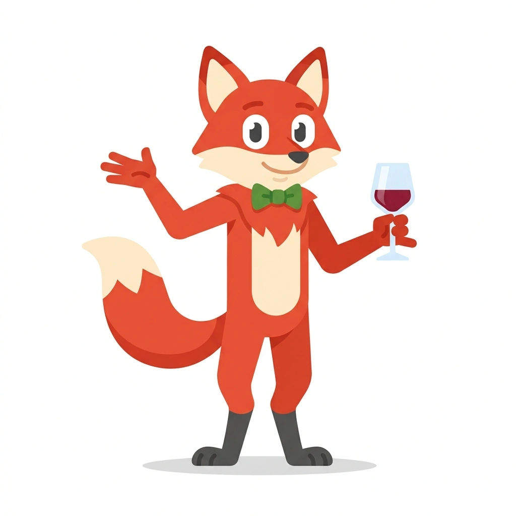 Vinny the Vineyard Fox, the guide who teaches the Wines of the World course