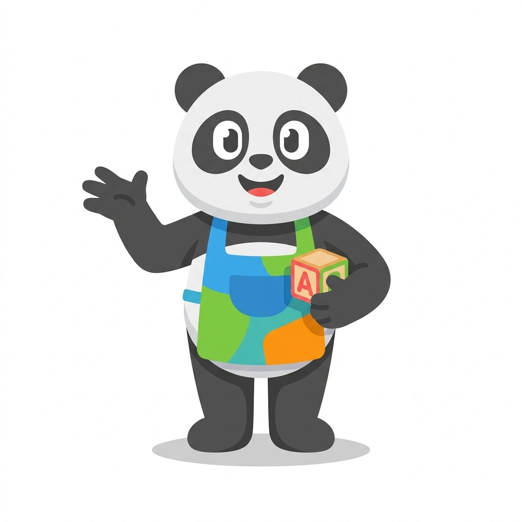 Pippa the Playful Panda, the guide who teaches the Designing Play for Three-Year-Olds course