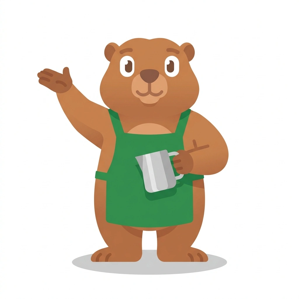 Mimi the Marmot, the guide who teaches the Frothing Milk for Better Coffee course