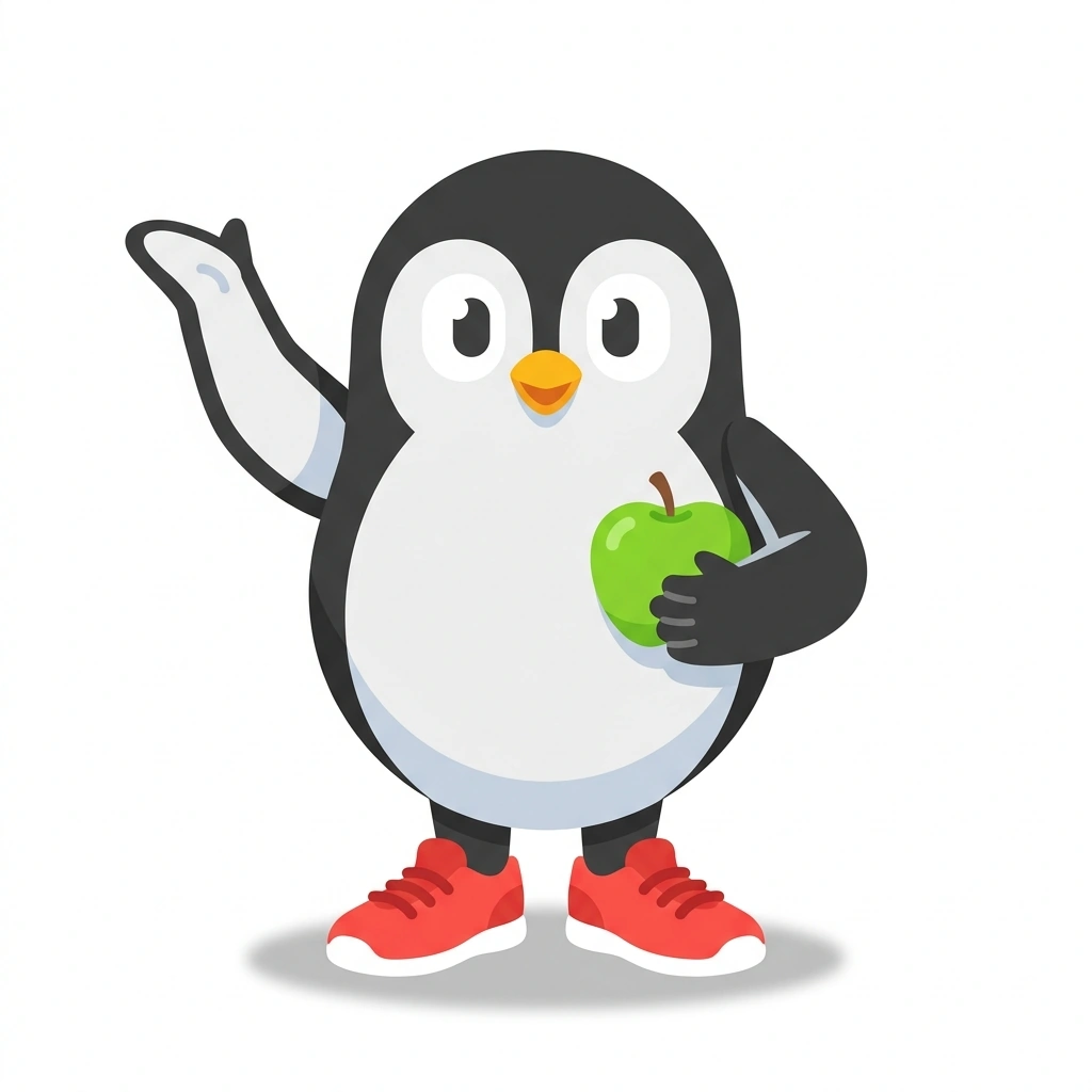 Pippa the Penguin, the guide who teaches the Practical Weight Loss course
