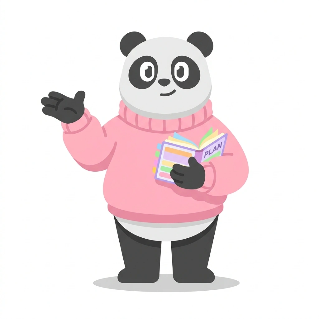 Penny the Panda, the guide who teaches the Productive Without the Burnout course