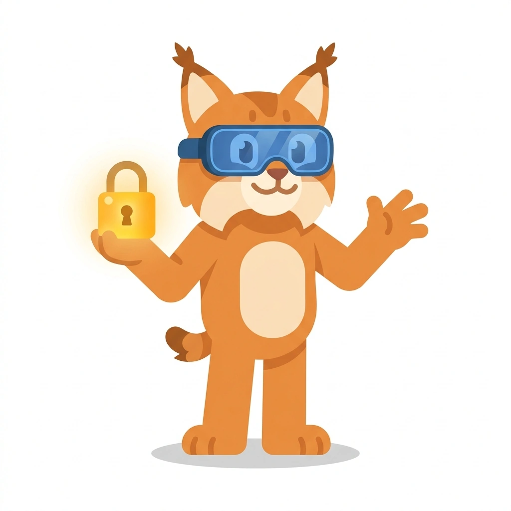 Lockie the Lynx, the guide who teaches the Everyday Cybersecurity course