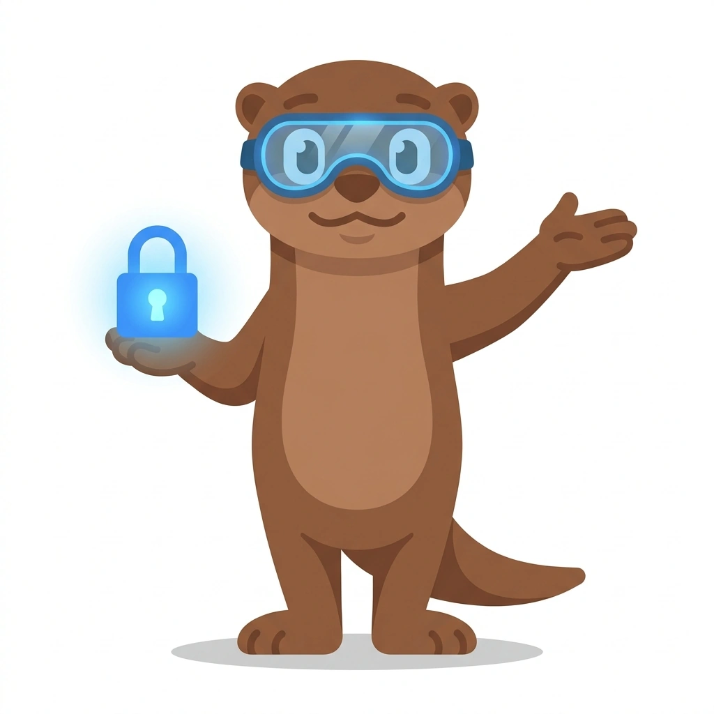 Cy the Cipher-Otter, the guide who teaches the Network and Cyber Security Essentials course