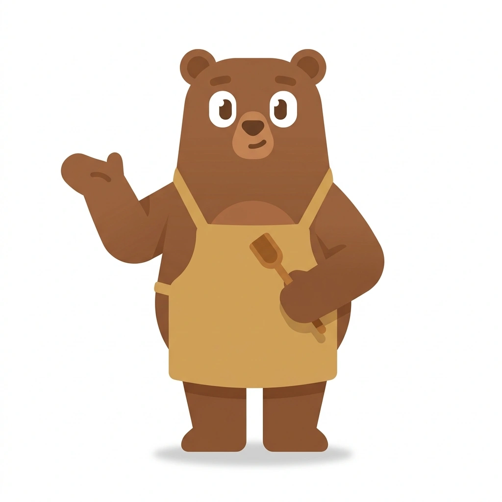Barnaby the Bear, the guide who teaches the Small-Batch Drum Coffee Roasting course