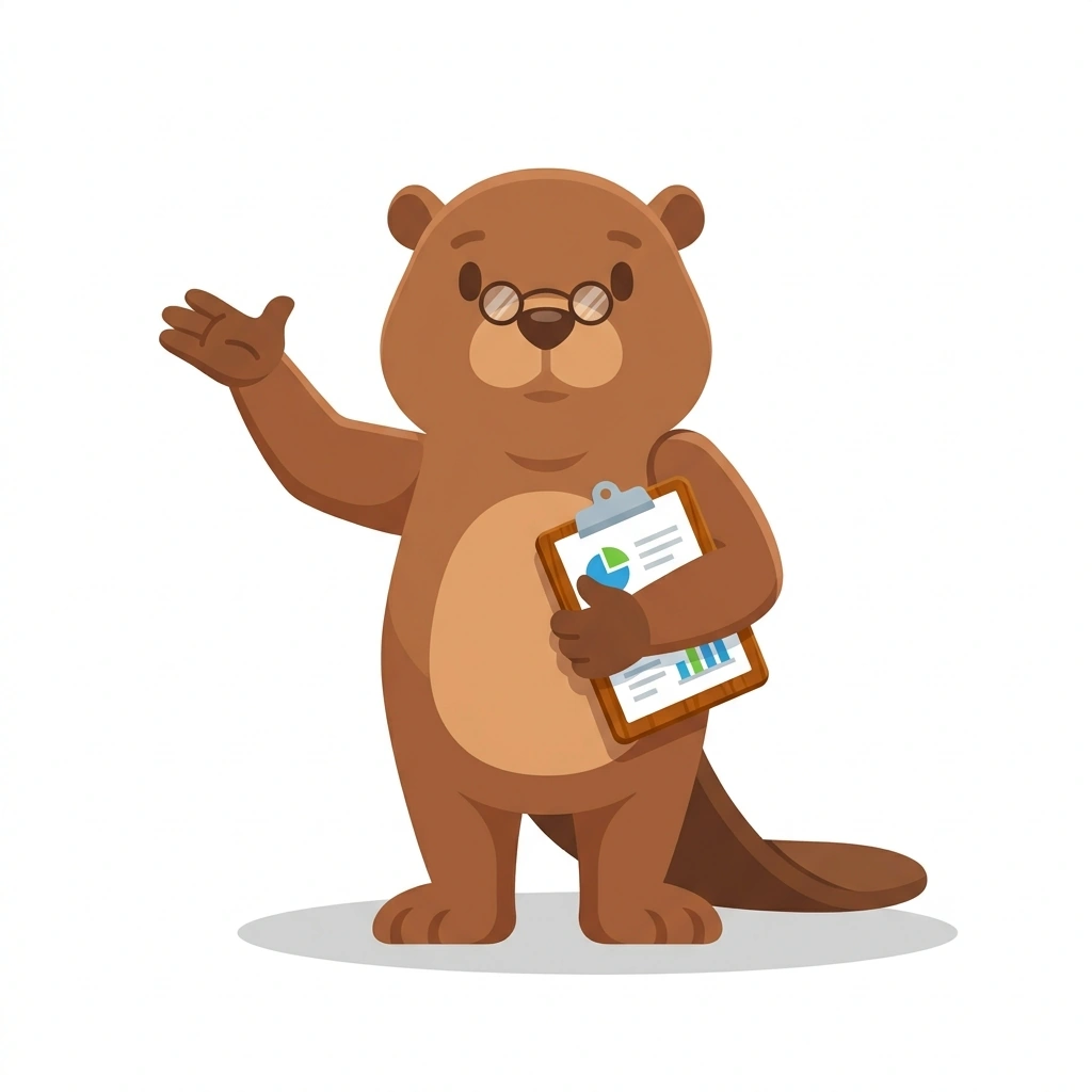 Barnaby the Beaver, the guide who teaches the Everyday Git course